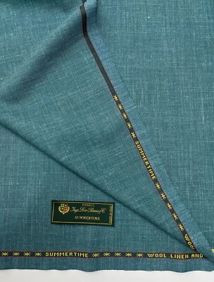 LORO PIANA SUMMERTIME Suiting Fabric Aqua BLUE Wool Silk Linen Blend 3.50 meter - Image 1 of 4