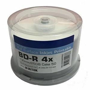 50 FF Traxdata Blu Ray 4x RITEK PRO Inkjet Printable Blank Discs BDR BD-R 25GB