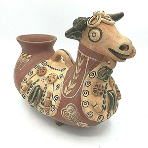 Raro PERÚ Libation TORO Beber Buque Hecho a Mano Arcilla Roja Hallazgo de Venta - Imagen 1 de 10