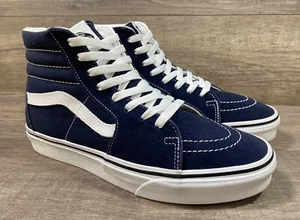 Vans Sk8 Hi High Top Sneakers Skate Classic Navy Suede Canvas Mens Size 8 - Picture 1 of 14