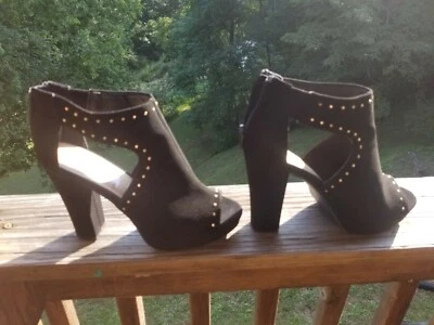  Mujer Tacones Altos Talla 7 Negro y Dorado by Report Foto 1 de 4