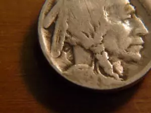 1919-S Buffalo Nickel Error Weak Date Bold Clashed back of Neck SKU# 28302 - Picture 1 of 3