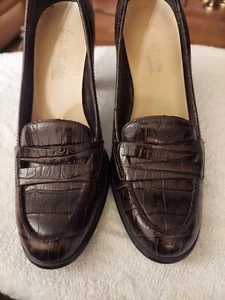 Chadwicks Collection Brown Leather High Heel Loafer Pumps Size 5M - Picture 1 of 8