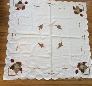 Sam Hedaya 2006 Fall embroidered Leaf Tablecloth Linen 51” X 51”Thanksgiving - Picture 1 of 5