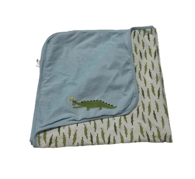 Gymboree 2007 Reversible Blue Alligator Crocodile Baby Receiving Blanket Lovey - Image 1 of 4