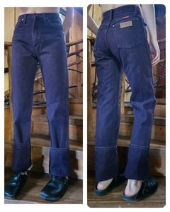 Womens Vintage 90s Purple Wrangler Jeans S 25/26×35 Long Cuffs Trending - Picture 1 of 8