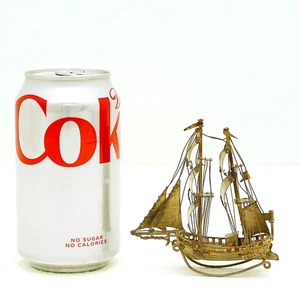 Dutch Solid Silver  Figural Miniature toy Rocking Masted Ship w Full Hallmarks - Picture 1 of 10