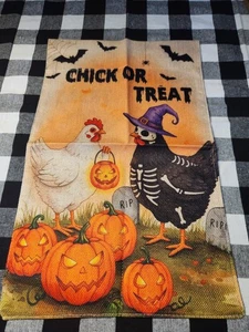 Gartenfahne 11x17 Halloween Küken oder Leckerli einseitig - Bild 1 von 1