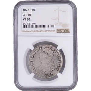 1823 50c Capped Bust Half Dollar - Overton 110 Variety ~ NGC VF 30 - Picture 1 of 2