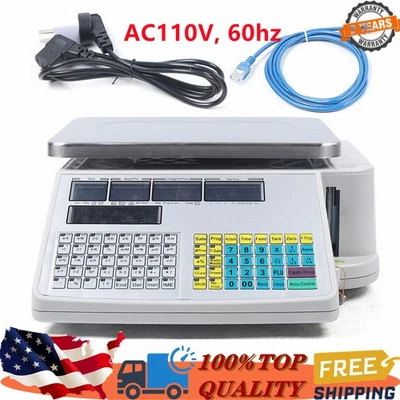 66LBS Digital Label Printing Computing Scale Price Market Printer Food Scale USA - Image 1 of 4