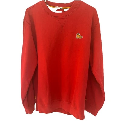 Timberland Boot Embroidered Sweatshirt Adult Red Crewneck Heavyweight L - Image 1 of 4