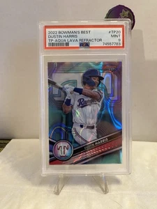 2022 Bowman Best Top Prospects Dustin Harris Aqua Lava /199 Texas Rangers PSA 9 - Picture 1 of 2