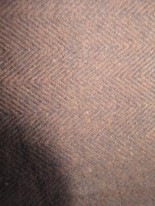 Brown/Black Herringbone 100% Wool Fabric Piece 23" x 50" Light Weight - Picture 1 of 2