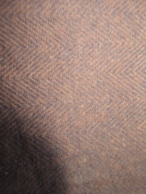Brown/Black Herringbone 100% Wool Fabric Piece 23" x 50" Light Weight - Image 1 of 2
