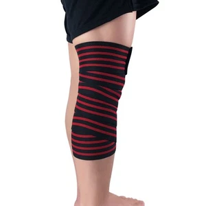 Sports Knee Pad Striped Pattern Bandage Elastic Adjustable Support Fitness Gym - Picture 1 of 14
