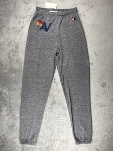 Aviator Nation Logo Sweatpants Jogginghose Damen Small Heather Grey bestickt - Bild 1 von 12