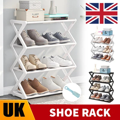 4 TIER SHOE RACK STAND STORAGE SELF ORGANISER LIGHTWEIGHT COMPACT SPACE SAVING - Image 1 of 4