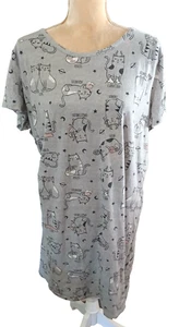 Secret Treasures Gris Happy Cats Gris Camisa para Dormir L/XL Mezcla Algodón Manga Corta - Imagen 1 de 5