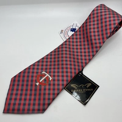 Minnesota Twins MLB 100% Silk Mens Neck Tie, Tartan Plaid, Eagles Wings NWT - Image 1 of 4