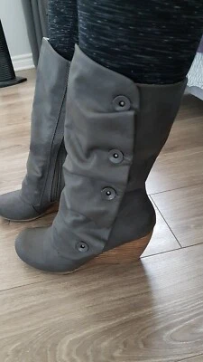Bota de cuña holgada gris carbón - Para mujer talla 7,5 - Llámalo primavera Foto 1 de 4