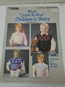 Leisure Arts 591 More Quick Knit Children's Vests Argyle Sailboat Patterns 1988 - Picture 1 of 4