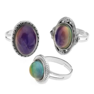 3Pcs Mood Ring Adjustable Size Original Oval Color Changing Ring Set Ring Jewelr - Picture 1 of 6