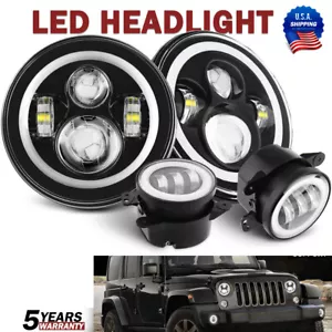 4pc Halo 7'' LED Headlight+ Fog Light 4'' - Picture 1 of 12