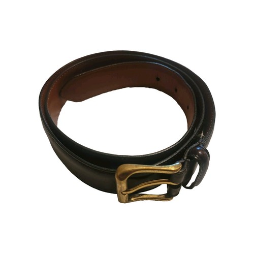 Cintura Coach nera in pelle bovina brunita fibbia in ottone massiccio misura 34