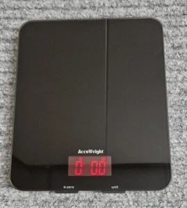 Accuweight Digital Kitchen Scales Black Glass Kitchen Weighing Scales 5kg - Picture 1 of 10