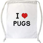 'I Love Pugs' Drawstring Gym Bag / Sack (DB00029047)