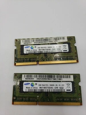 SAMSUNG 4GB (2x2GB) PC3-10600S Laptop RAM Memory M471B5773CHS-CH9 aw2720a - Image 1 of 4