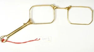 NOS ANTIQUE VINTAGE FOLDING GOLD OPERA SPECTACLES GLASSES RARE EYEGLASSES - Picture 1 of 12