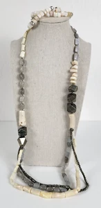 J. Jill Multicolor Pearl MOP Coral Agate Multi Strand Necklace & 2-Bracelets Set - Picture 1 of 18