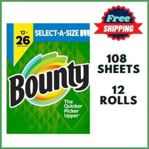 Bounty Select-A-Size 2-Ply Paper Towels White 108 sheets 12 rolls Free  Shipping - Picture 1 of 9