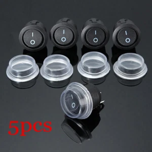 5x Car Auto Boat Round Rocker Toggle SPST ON / OFF Switch 12V + Waterproof Cover - Picture 1 of 12