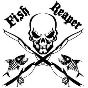Fisch Reaper Angler Aufkleber 2 Stck. JDM Decal Auto Sticker 14,8 x 15,1 cm - Picture 1 of 3