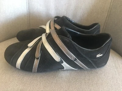 Lacoste Black Suede With Silver Leather Strip Sneaker Shoe US 6 M - Image 1 of 4
