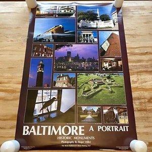 VTG 1983 Baltimore Poster Baltimore A Portrait Book By Roger Miller 36x24” - Picture 1 of 20