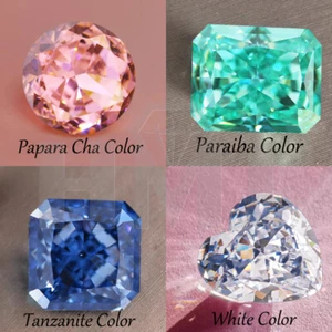 One set 4pcs 5A Crush Ice Cut Square CZ Stone Heart Cubic Zirconia Round Diamond - Picture 1 of 30