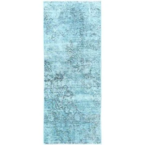 2'x5' Aqua Green Overdyed Vintage Zoroastrian Hand Knotted Wool Runner Rug R959 - Picture 1 of 7