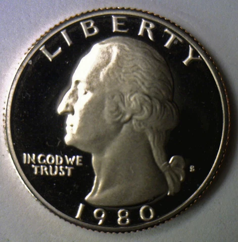 1980 S CLAD Proof Washington Quarter 25c Coin Twenty Five Cents Cover