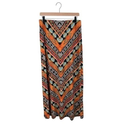 ECI New York Maxi Skirt Women's Size Medium Orange Tribal Print Boho Bohemian - Изображение 1 из 4
