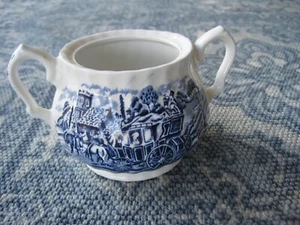 MYOTT ROYAL HALL ENGLAND STAFFORDSHIRE Sugar Bowl Blue GUC - Picture 1 of 3