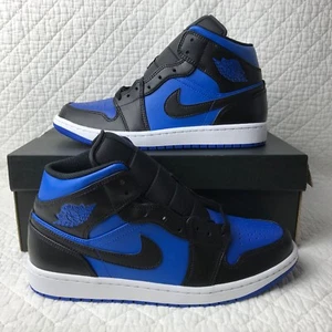Nike Air Jordan 1 Mid Shoes Men’s SZ 10.5 Black/Royal Blue DQ8426-042 - Picture 1 of 11