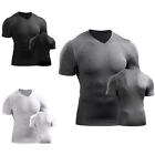 Mens V Neck Short Sleeve T Shirt Compression Base Layer Shirt Sport Gym Tops Tee