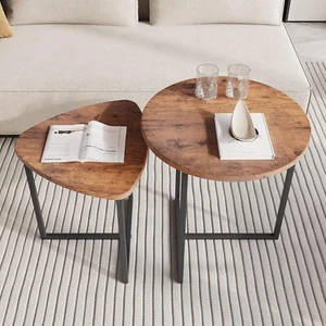 FOUBAM Coffee Table Set of 2, Industrial End Table Modern Nesting Table - Picture 1 of 8