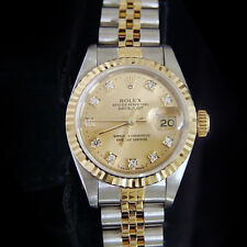 Década de 1990 Dama Rolex Datejust 18K oro y reloj de acero Dial de Champagne Fábrica Diamante