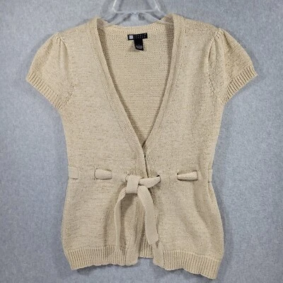 Cárdigan Carole Little para mujer S/M mezcla de algodón corbata cintura broches de presión manga corta Foto 1 de 4