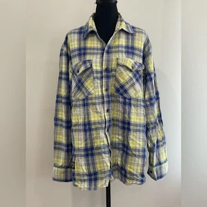 Camicia uomo The Vermont Flannel Company L blu e giallo a quadri 471 - Foto 1 di 6