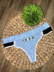 Pink by Victorias Secret dicker LOGO-Bund blau Colorblock Tanga Höschen Gr. L - Bild 1 von 5